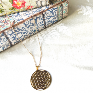Flor da Vida em aço inoxidável - DouradoFlor da Vida em aço inoxidável - Dourado