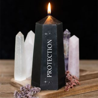 Vela de Proteção com Obsidiana Negra Bruta