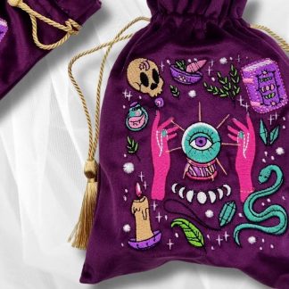 Bolsa de Veludo Roxo para Tarot – Pouch Místico Bordado