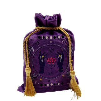 Bolsa de Veludo Roxo para Tarot e Oráculos – Saquinho Bordado com Cordão
