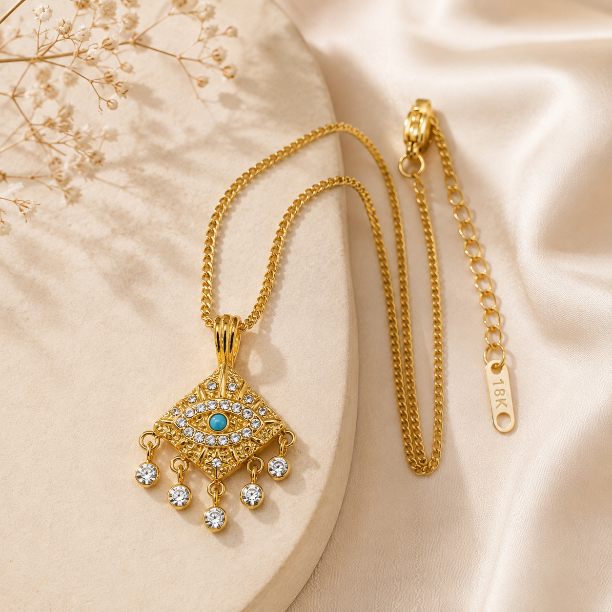 Pingente Olho Turco com Zircónias e Banho de Ouro 18K 🧿✨