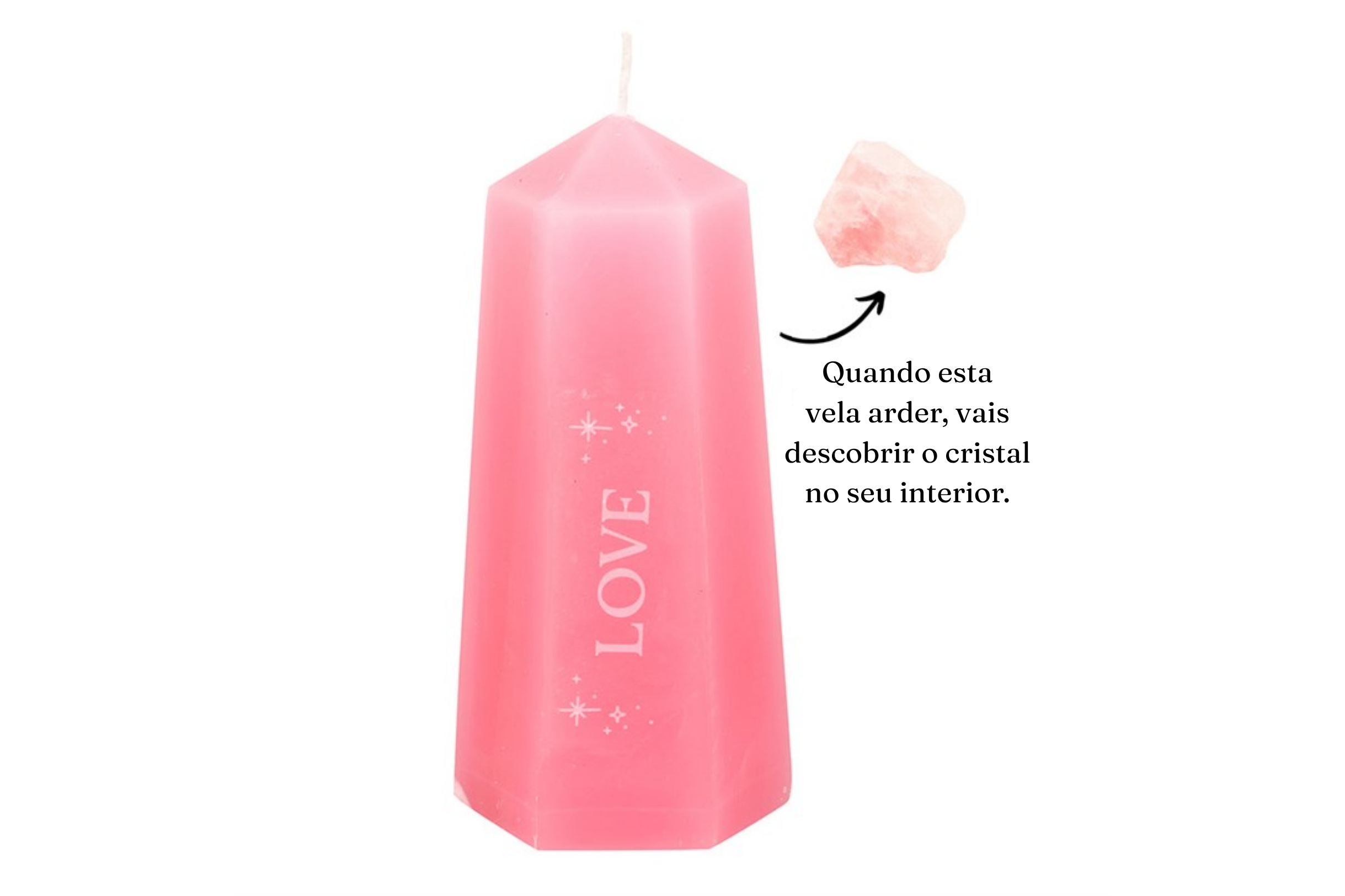 Vela do Amor com Cristal de Quartzo Rosa - Image 2